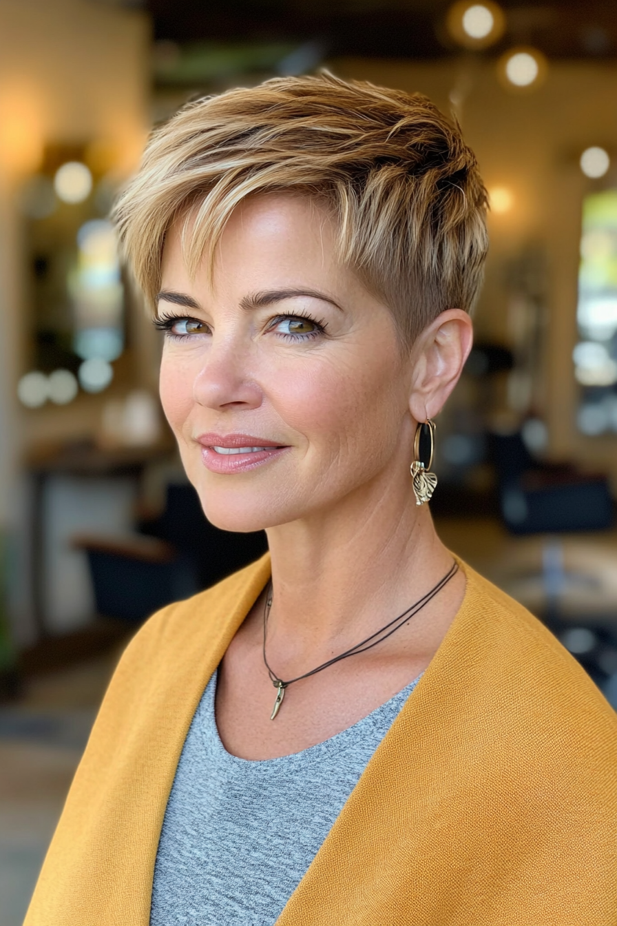 16. Golden Brown Tapered Undercut (kurze Undercut -Frisuren für Frauen über 50) - kurze Unterschneidungsfrisuren für Frauen über 50