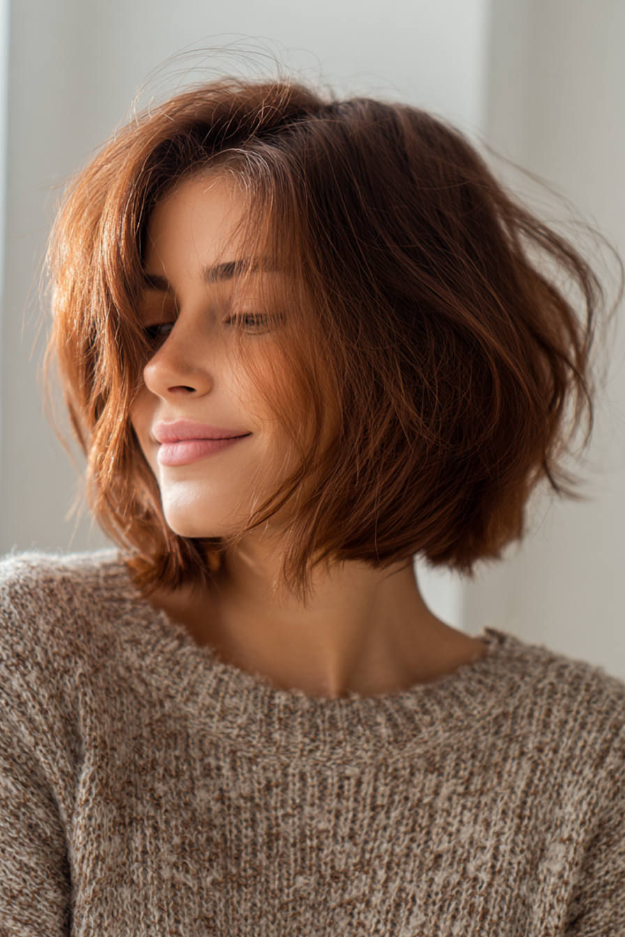16. Layered Cinnamon Brown Bob (kurze Bob -Haarschnitte) - kurze Bob -Haarschnitte