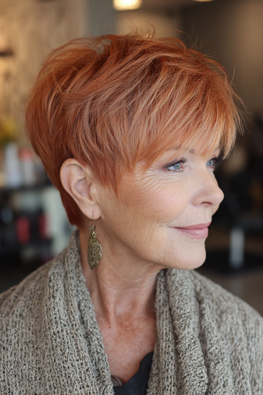 16. Light Copper Tapered Pixie (Pixie-Frisuren für Frauen über 40) – Pixie-Frisuren für Frauen über 40