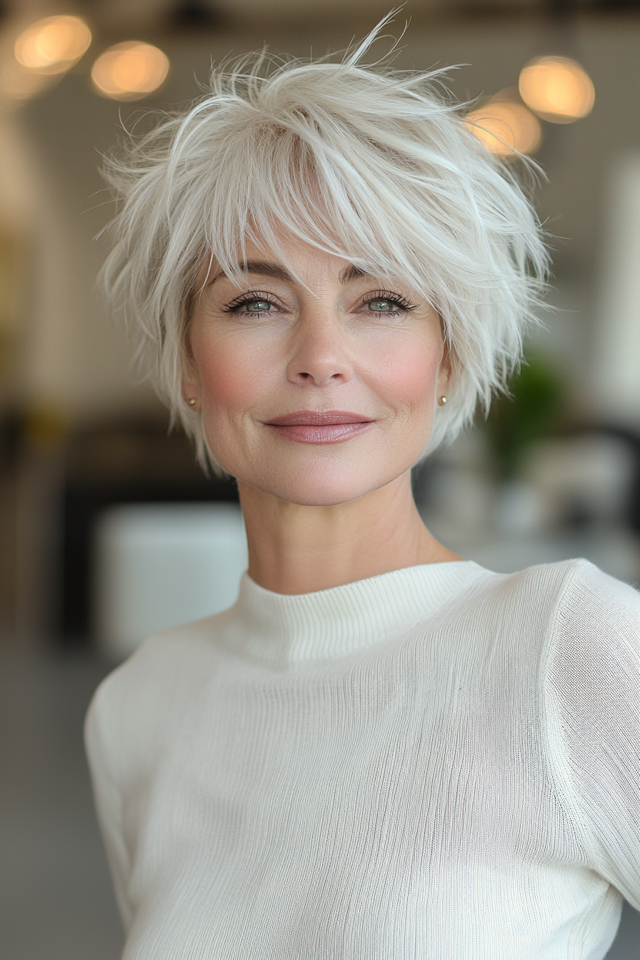 16. Perlenblondes Wispy Crop (kurze Haarschnitte für Frauen über 60 mit feinem dünnem Haar) - kurze Haarschnitte für Frauen über 60 mit feinem dünnem Haar