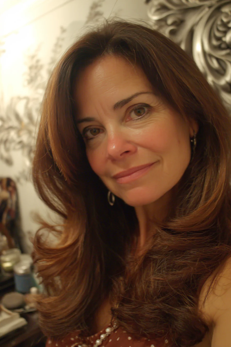 16. S-förmige Wellen mit sattem Schokoladenbraun (lange Frisuren für Frauen über 60 mit dünnem Haar) – Lange Frisuren für Frauen über 60 mit dünnem Haar