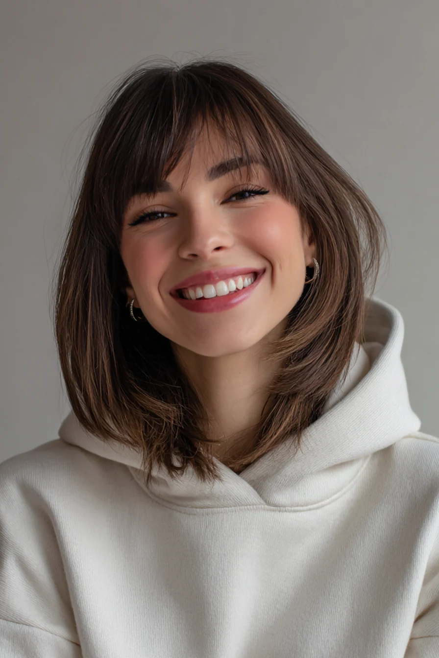 16. Schulterlanger Schnitt mit dünnen Enden in Ahornbraun (Haarschnitte für dickes Haar) – Haarschnitte für dickes Haar