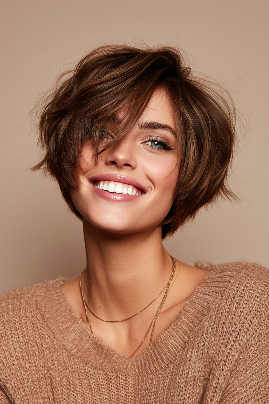 16. schlanker Espresso -Schüssel -Shag (kurze Shag -Haarschnitte für gerade Haare) - kurze Shag -Haarschnitte für gerade Haare