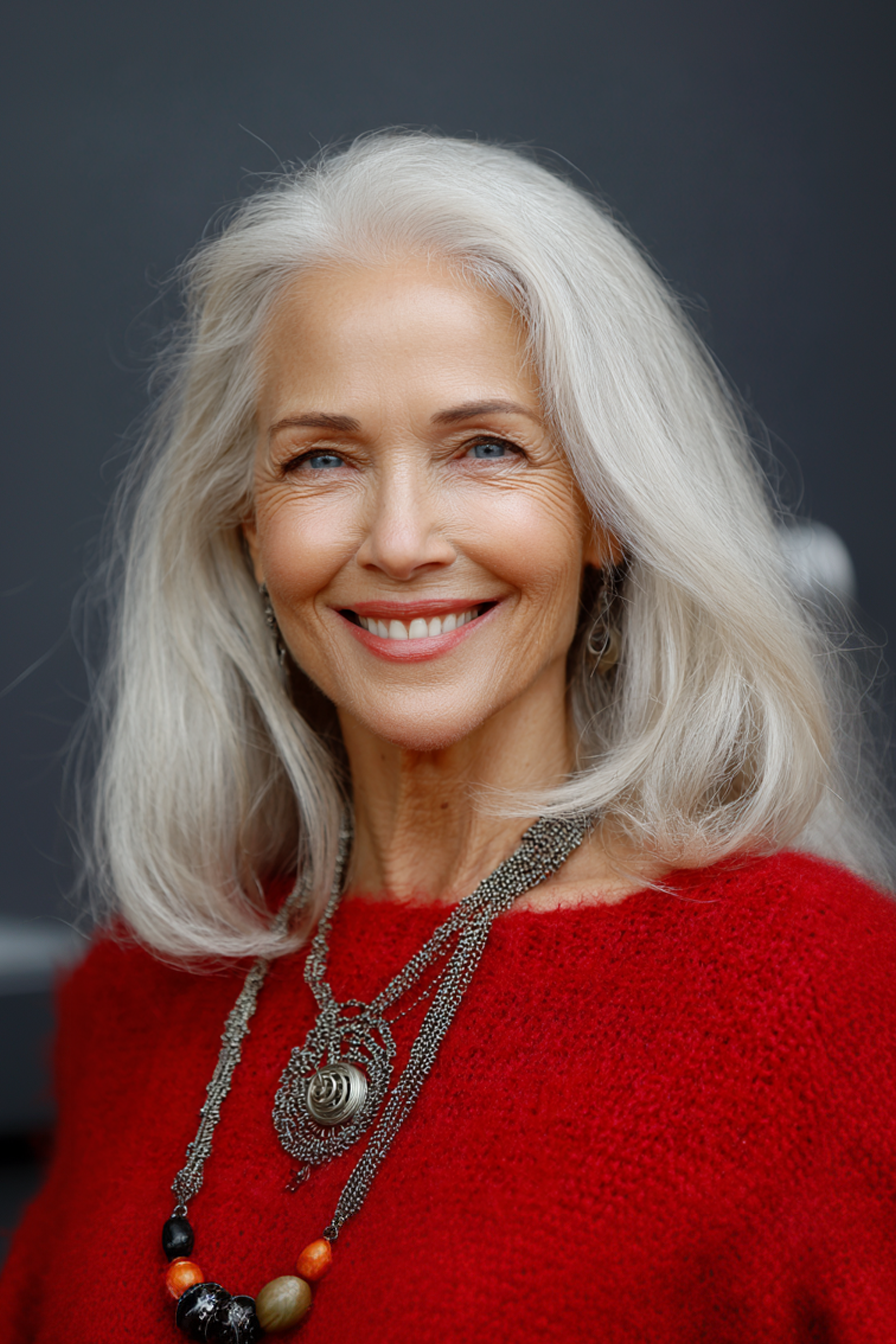 16. Schneeblonde Klassiker Blowout (Hochzeitsfrisuren für Frauen über 60) - Hochzeitsfrisuren für Frauen über 60