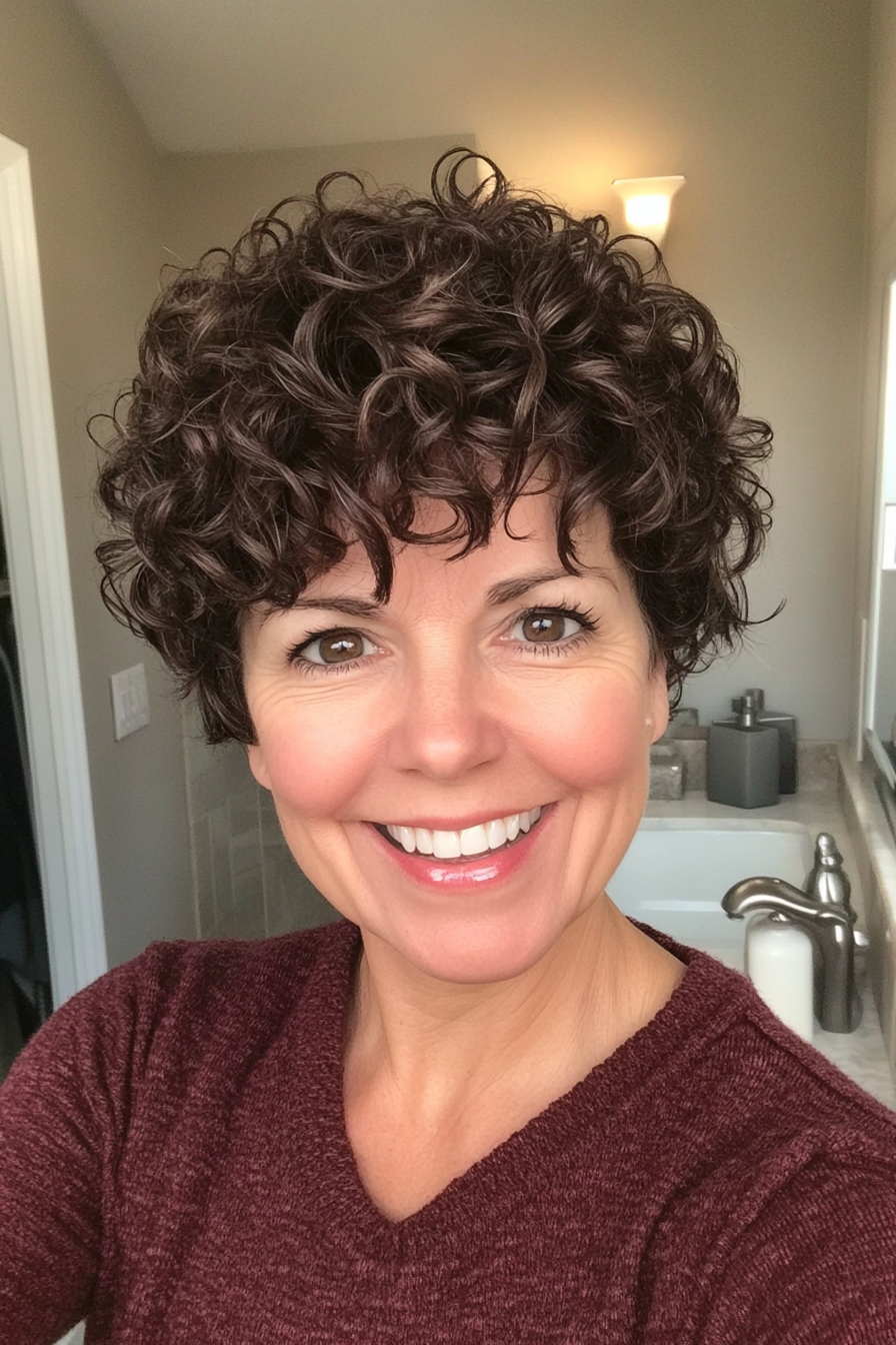 16. Weiche lockige Ernte in dunkler Mahagoni (kühle Haarschnitte für Frauen über 50) - Kühle Haarschnitte für Frauen über 50