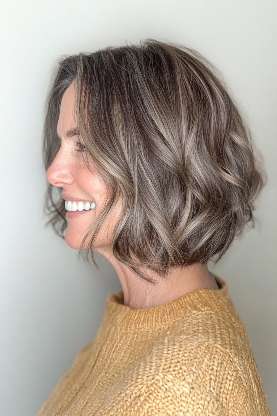 16. Tapered Bob in mittlerer Aschebraun (Haarschnitte für Frauen über 60 mit welligem Haar) - Haarschnitte für Frauen über 60 mit welligen Haaren
