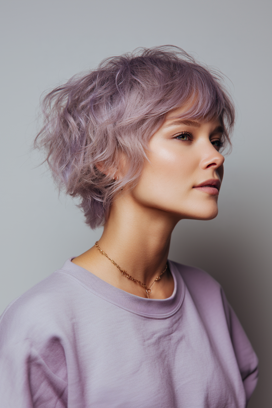 16. Strukturierte Ernte in rauchiger Flieder (kinnlänge texturierte Haarschnitte) - Kinnlänge strukturierte Haarschnitte