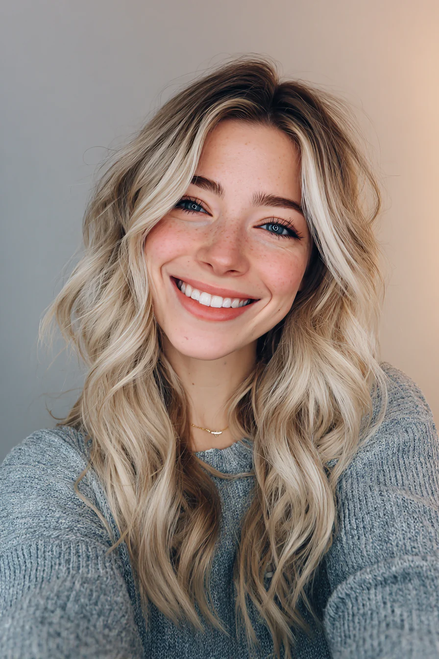 17. Aschblonde gewellte Schichten (Boho-Frisuren) – Boho-Frisuren