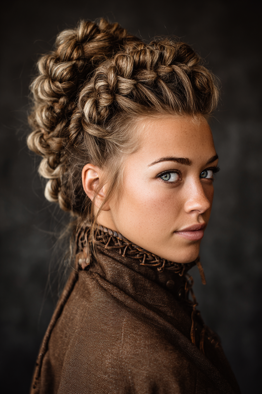 17. Ash Brown Spiral Rope Braid Updo (Wikinger-Frisuren für Frauen) – Wikinger-Frisuren für Frauen