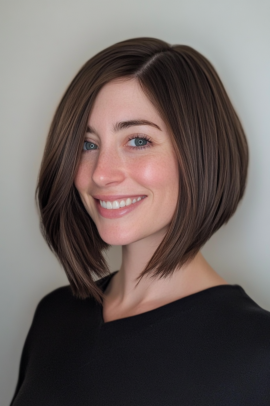 17. Asymmetrischer Bob in dunkler Mokka (Bob -Haarschnitte für Frauen) - Bob -Haarschnitte für Frauen