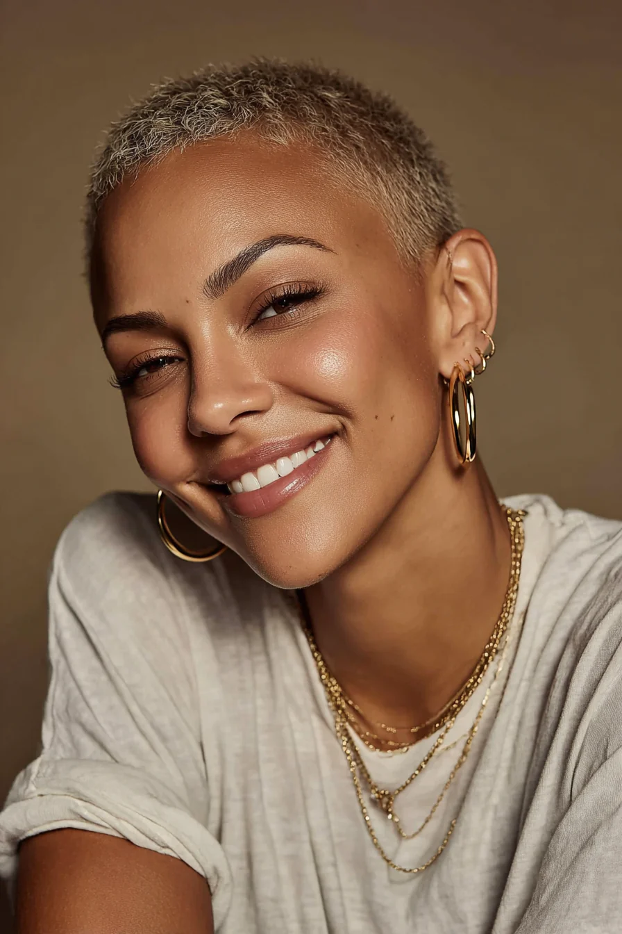 17. Buzz Cut in neutralem Braun (kurze Frisuren für schwarze Frauen) – Kurze Frisuren für schwarze Frauen