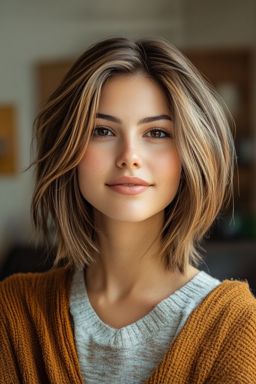 17. Karamell gestapelt Bob (Frisuren für dickes Haar) - Frisuren für dickes Haar