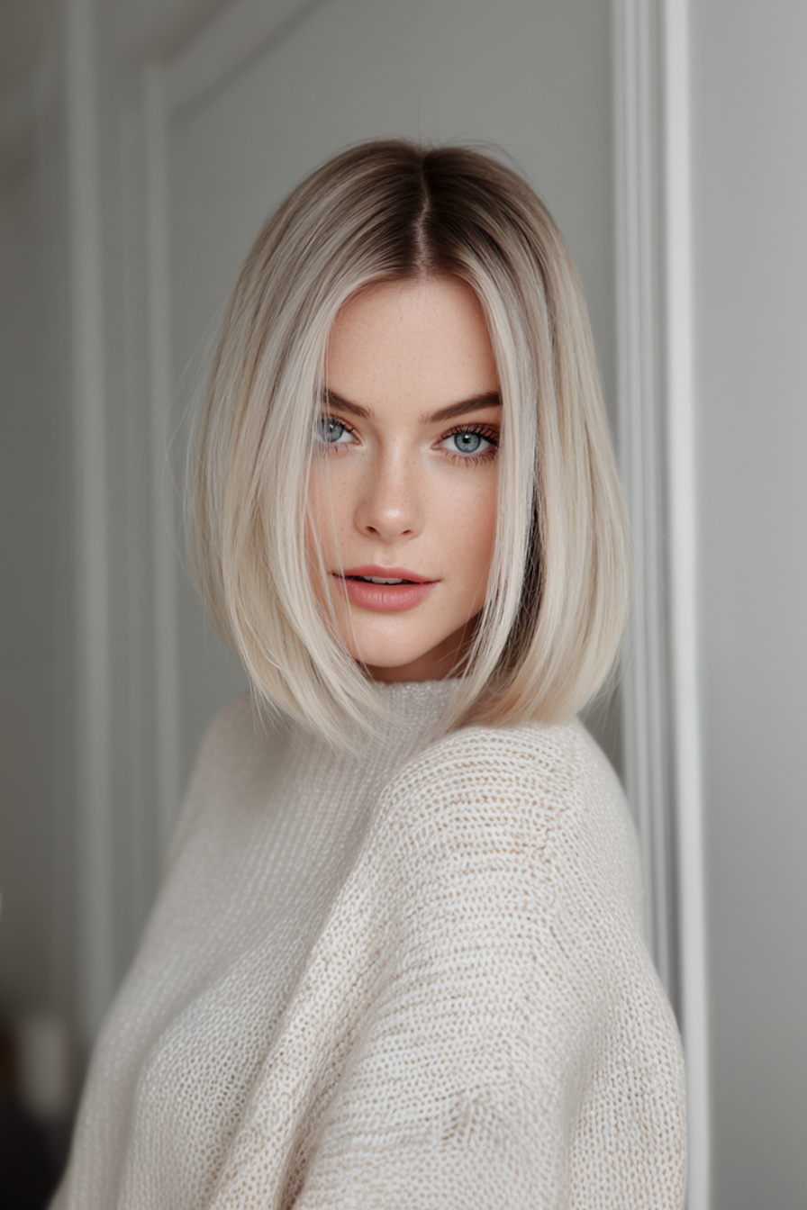 17. Chic gerade Bob in Perlenblond (kinnlange Frisuren) - Frisuren der Kinnlänge