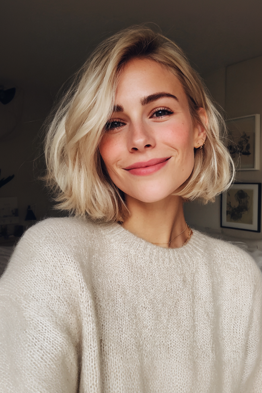 17. Kinnlänge Bob mit Perlenblond (Haarschnitte für Frauen) - Haarschnitte für Frauen