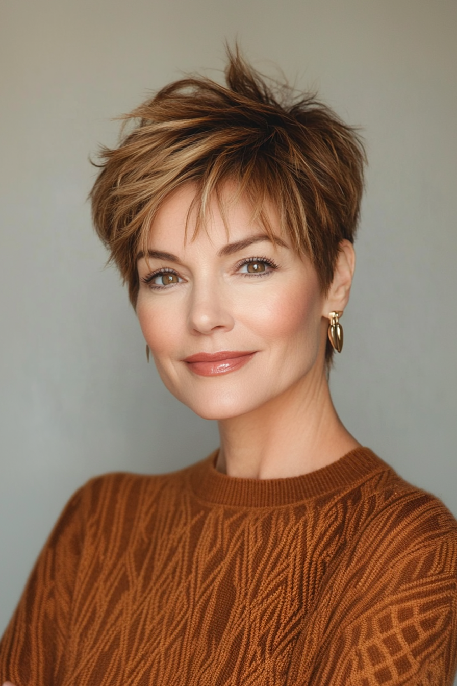 17. Zimtpixie (lange Pixie -Haarschnitte für ältere Frauen) - Lange Pixie -Haarschnitte für ältere Frauen
