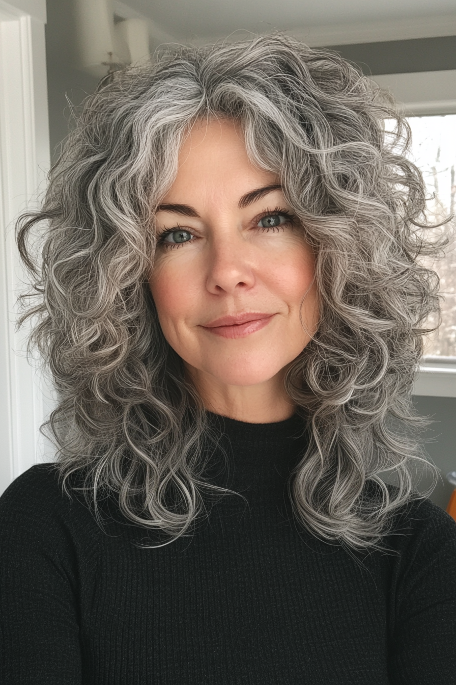 17. Cool Grey Defined Curl Bob (Haarschnitte für ältere Frauen mit lockigem Haar) - Haarschnitte für ältere Frauen mit lockigem Haar