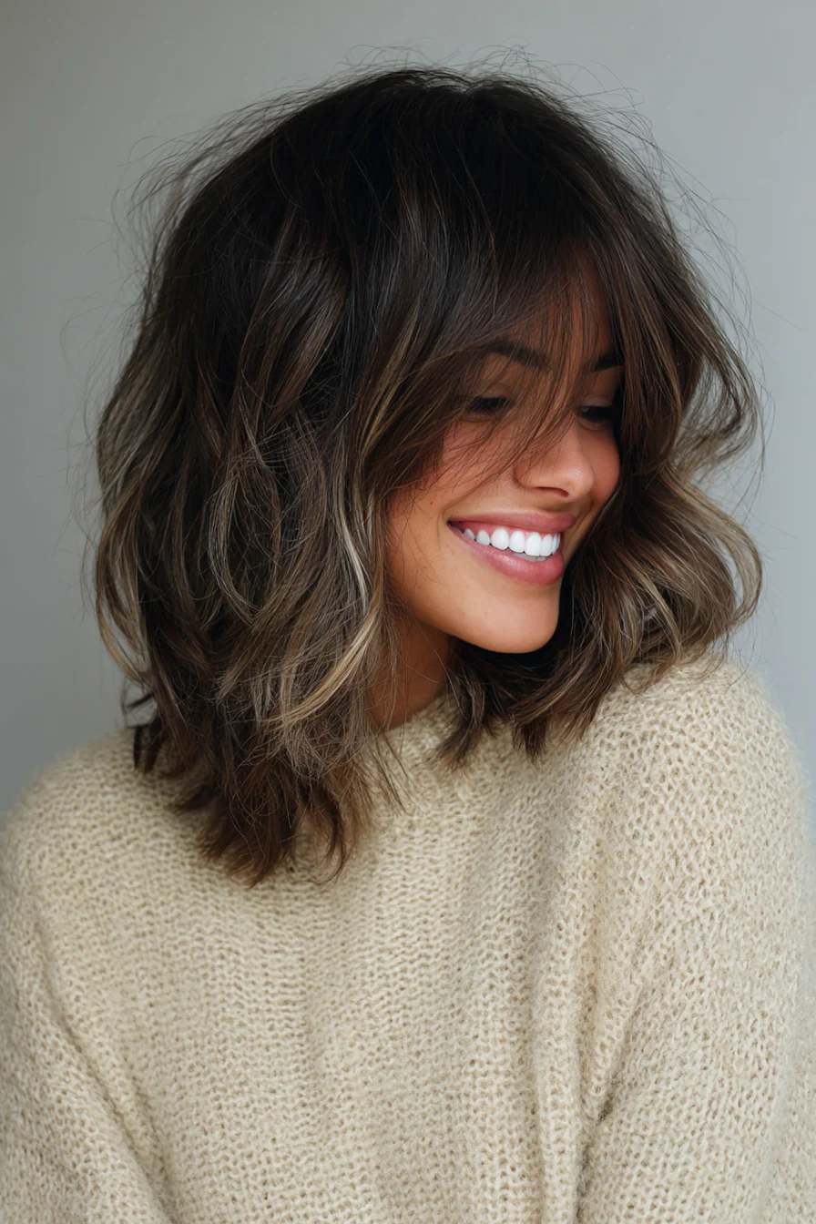 17. Getrennte Schichten mit Vanillecreme-Highlights (Haarschnitte für dickes Haar) – Haarschnitte für dickes Haar