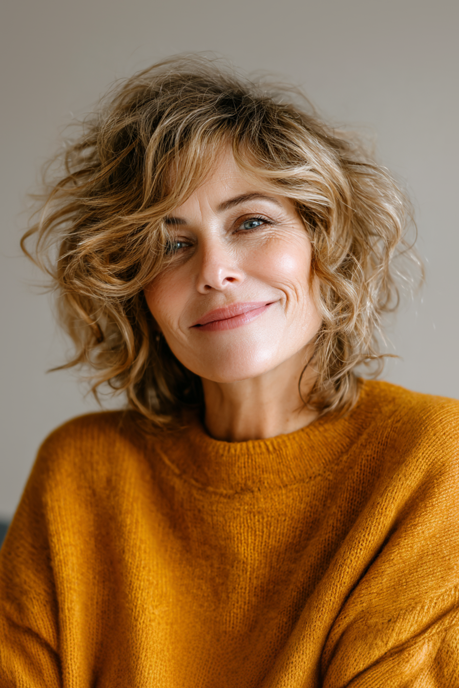 17. Goldene Karamellvorhangschichten (Herbsthaarschnitte für Frauen über 50) - Herbsthaarschnitte für Frauen über 50