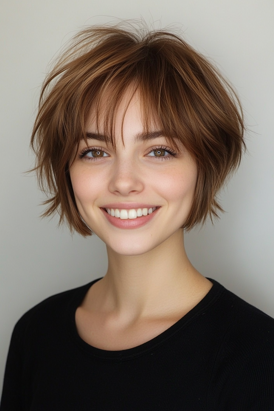 17. Graduierte Pixie Bob in Maple Brown (kurze Haarschnitte mit Vorhangbonbus) - kurze Haarschnitte mit Vorhangbonden