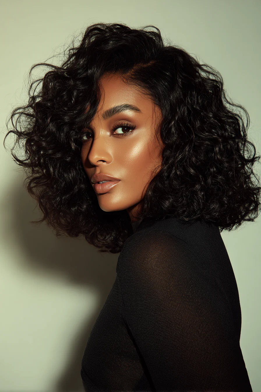 17. Geschichtete Locken mit natürlichem Schwarzton (Haarschnitt-Ideen für Frauen) – Haarschnitt-Ideen für Frauen