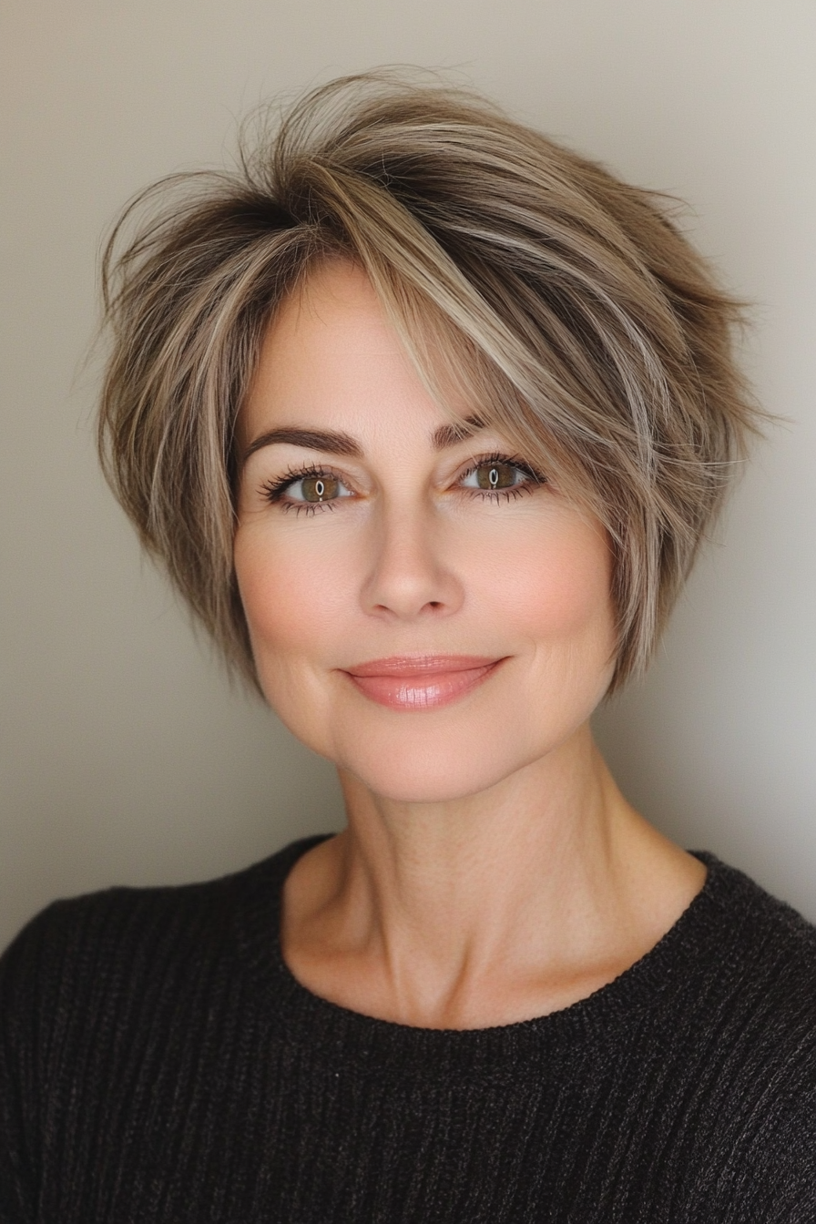 17. Layered Micro Bob in Sandy Brown (super kurze Haarschnitte für ältere Frauen) - super kurze Haarschnitte für ältere Frauen