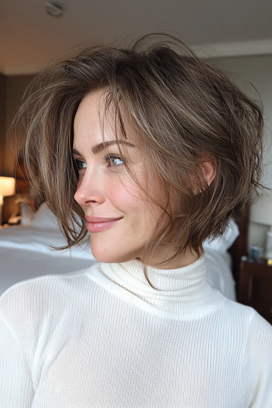 17. Heller, aschbrauner, eingesteckter Bob (Stufenfrisuren für dünnes Haar) – Stufenfrisuren für dünnes Haar