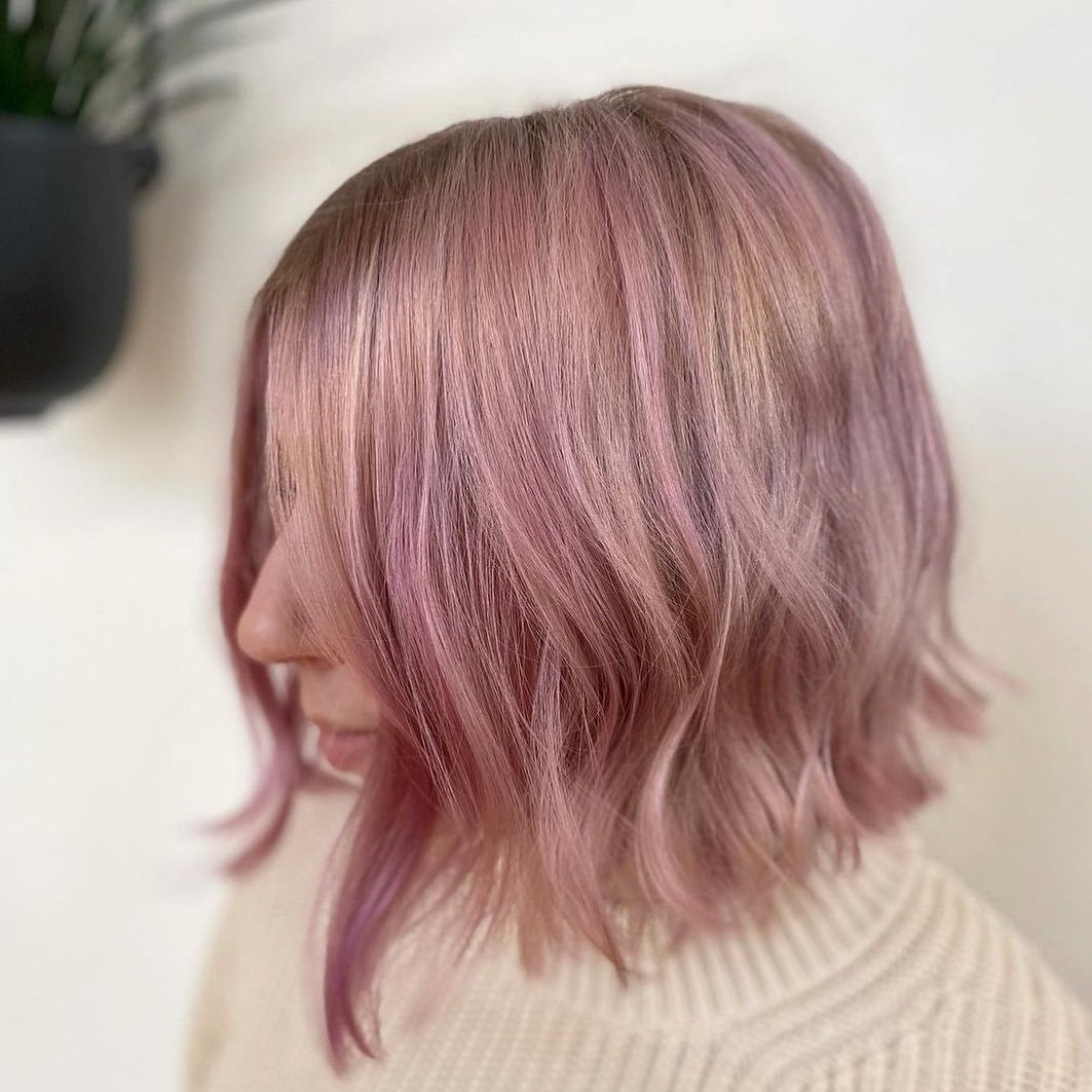 17. Mauve Pink Textured Lob (Pastell Pink Haarfarbe)