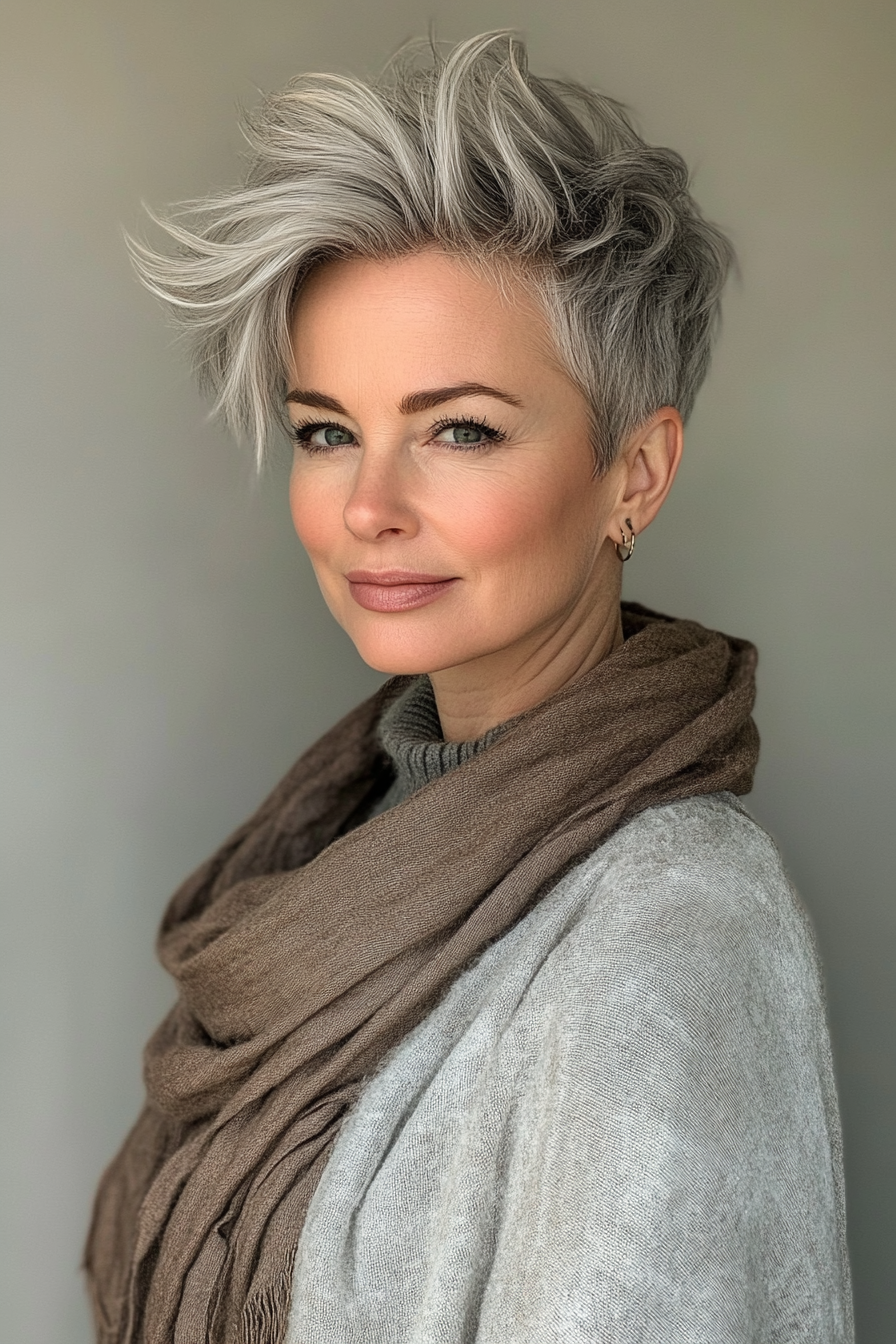 17. Natural Grey Faux Hawk mit sich verjüngten Seiten (Faux Hawk -Haarschnitte für Frauen) - Faux Hawk Haircuts für Frauen