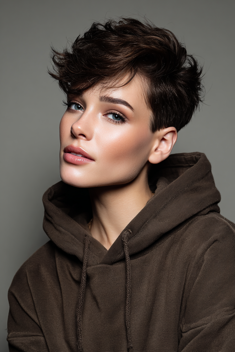 17. Pixie Pompadour im dunklen Espresso (Pixie Frisuren) - Pixie -Frisuren