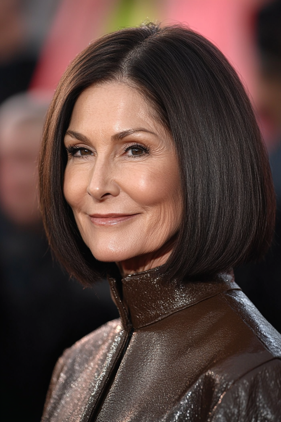 17. Reicher Espresso Blunt Cut mit mittlerem Teil (schicke Frisuren für Frauen über 50) - schicke Frisuren für Frauen über 50