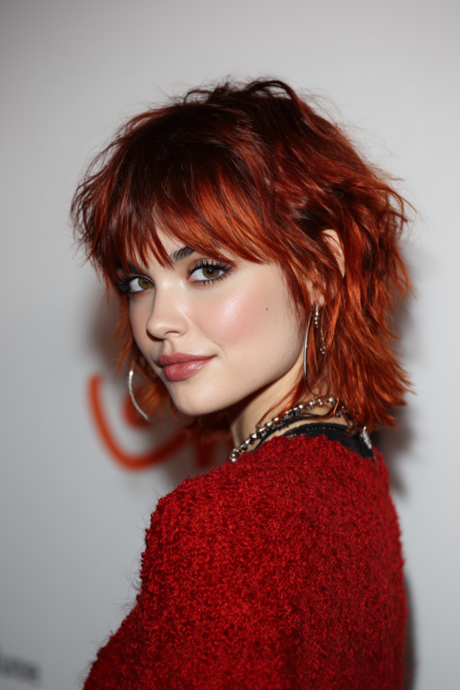 17. Rocker Mullet in feuerrot