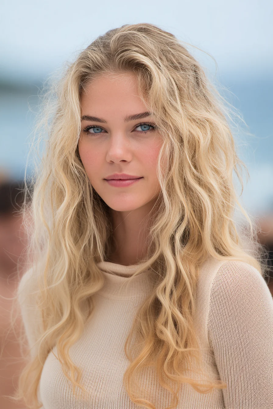 17. Sandblonde, geschichtete Strandwellen (Wellige Frisuren für Frauen) – Wellenförmige Frisuren für Frauen