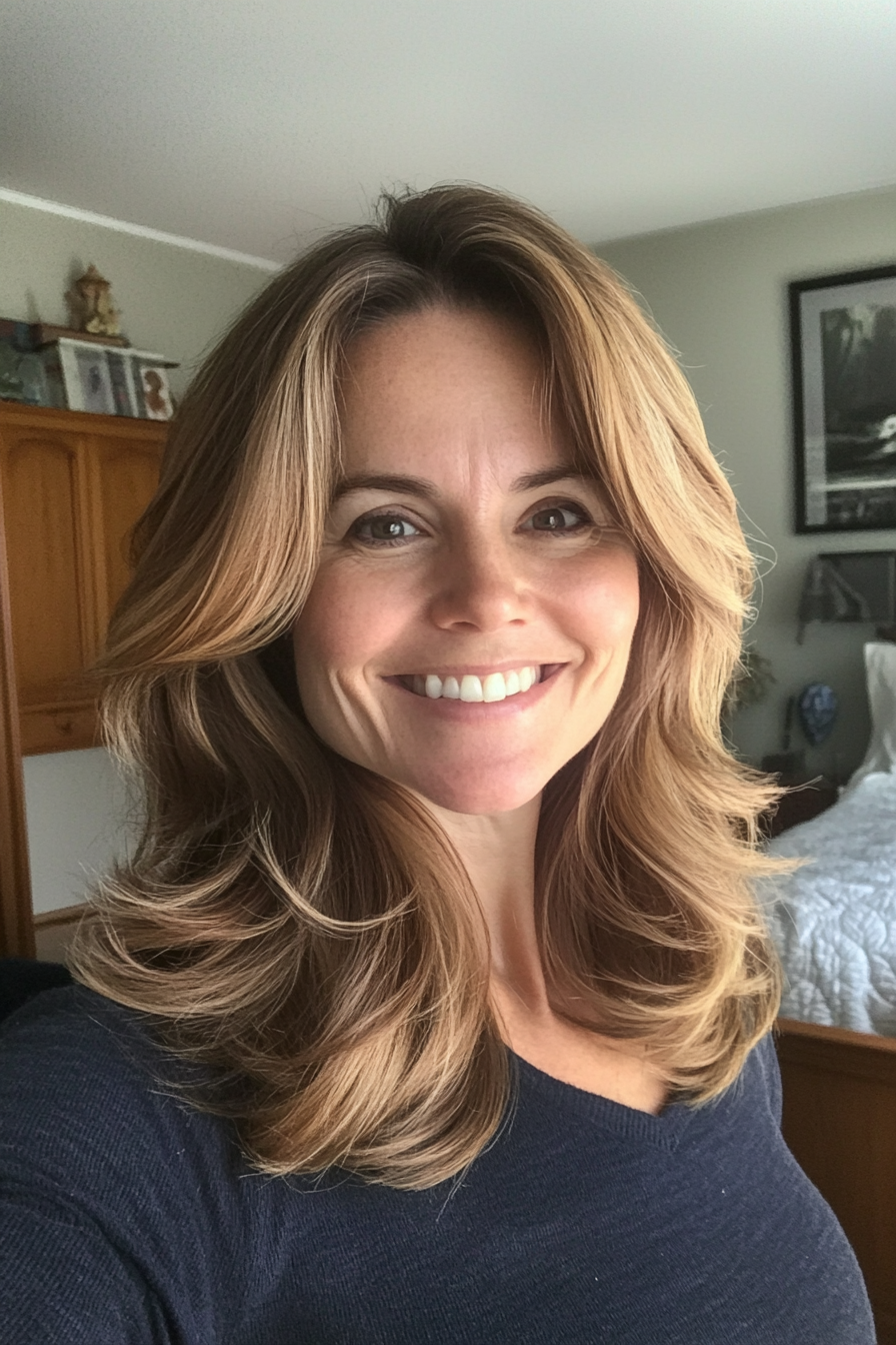 17. Weiches Meeräsche mit sandbrauner Basis (lustige Haarschnittideen für Frauen über 40) - lustige Haarschnittideen für Frauen über 40