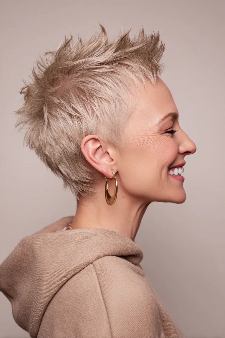 17. Soft Spiky Pixie in Champagnerblond (Kurzhaarschnitte für Frauen über 40 mit feinem Haar) – Kurzhaarschnitte für Frauen über 40 mit feinem Haar