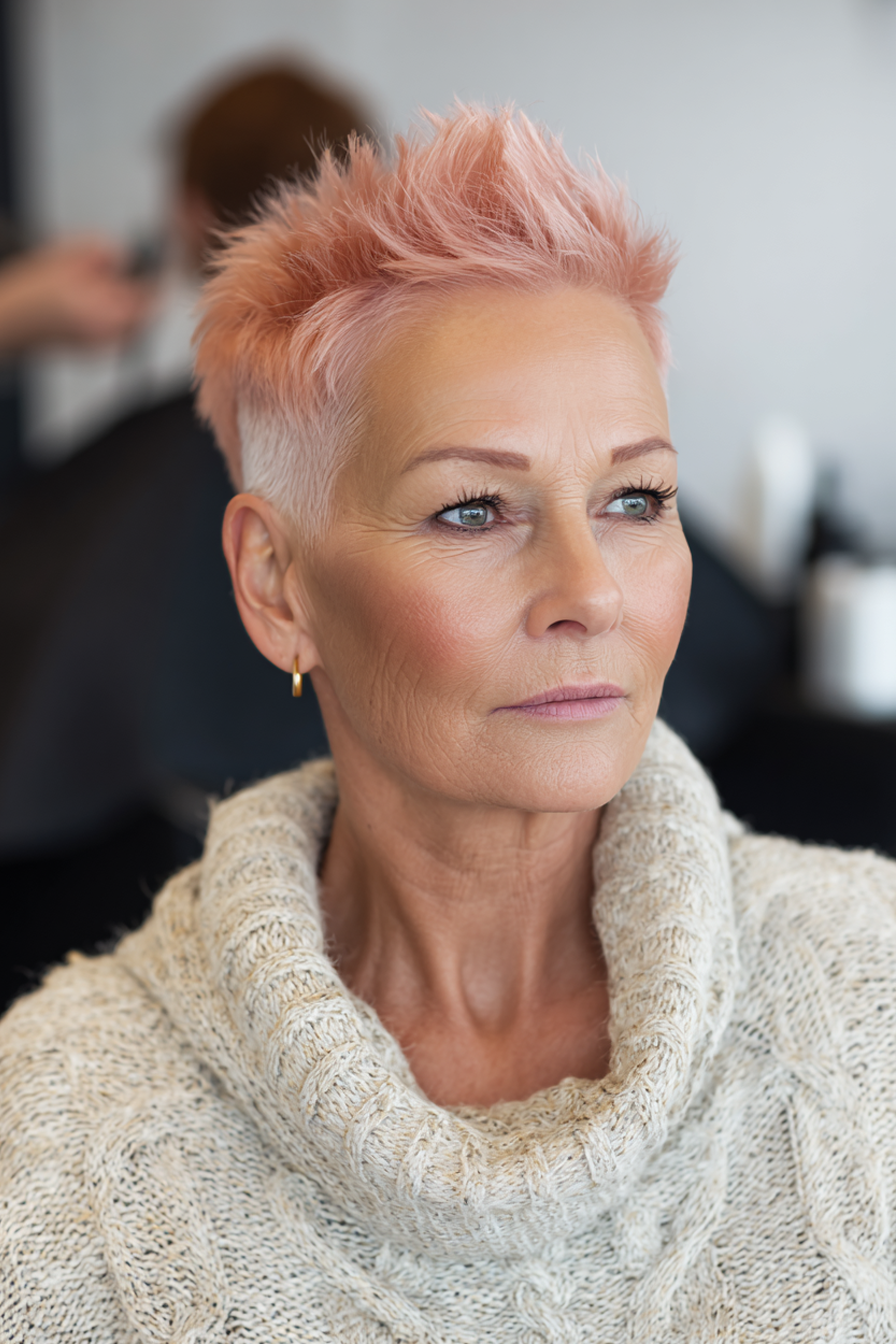 17. Stachelste Roségold -Verjüngung (kurze, stachelige Frisuren für Frauen über 60) - kurze, stachelige Frisuren für Frauen über 60