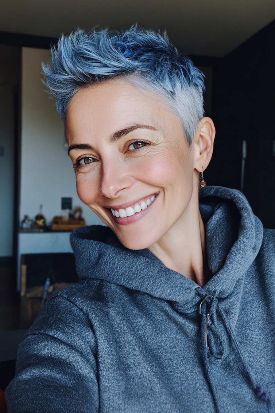 17. Steel Blue Crop Pixie (Sehr kurze Frisuren für Frauen über 40) – Sehr kurze Frisuren für Frauen über 40