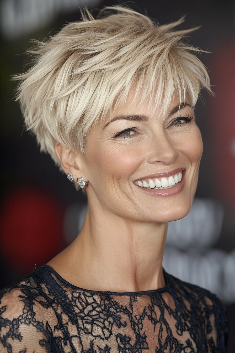 17. Strukturierte Pixie in natürlicher Blondine (kurze blonde Frisuren für Frauen über 50) - kurze blonde Frisuren für Frauen über 50