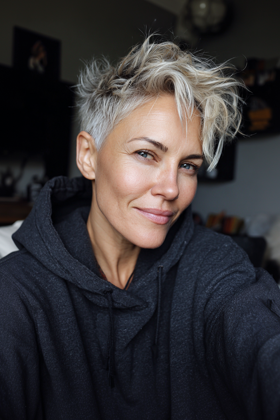 17. Strukturierte Pixie mit blonden Highlights (jugendliche Haarschnitte für Frauen über 50) - jugendliche Haarschnitte für Frauen über 50