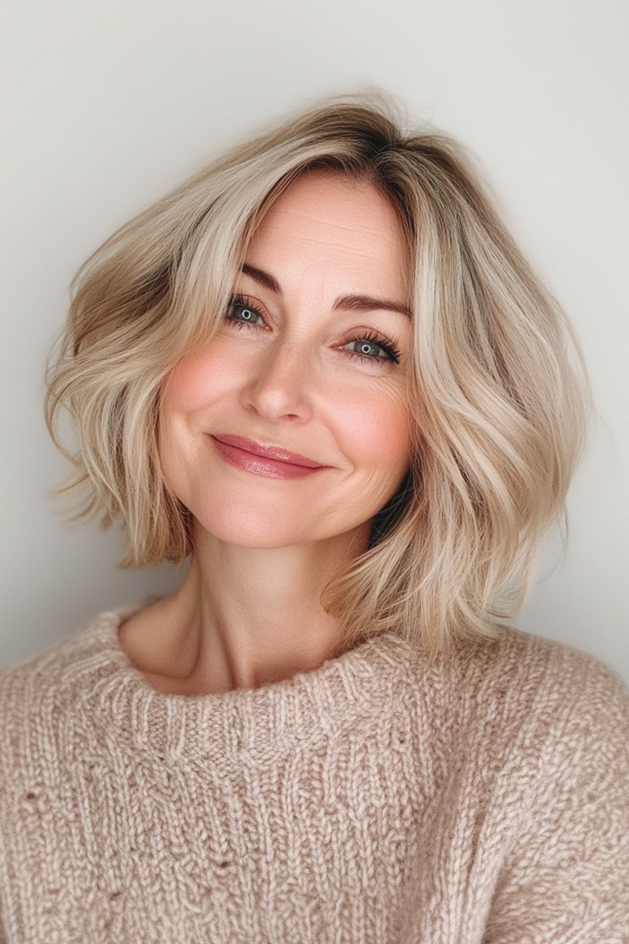 17. Bob in Champagnerblond (beste kurze Haarschnitte für Frauen über 50) - beste kurze Haarschnitte für Frauen über 50