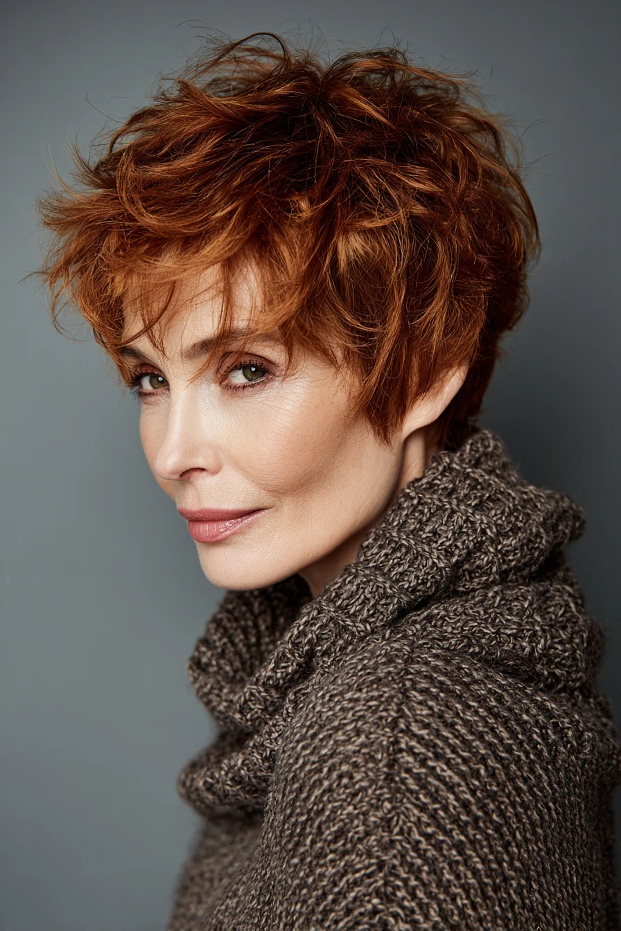 17. Tousled Copper Pixie (Kürzere Frisuren für Frauen über 60) – Kürzere Frisuren für Frauen über 60