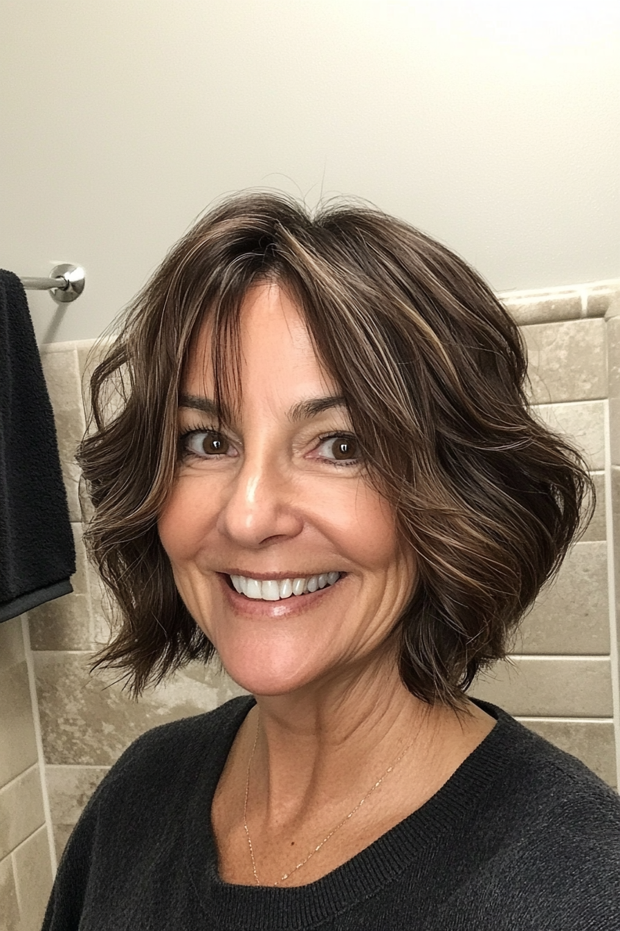 17. Tousled Ausschnitt Bob in Espresso (Ausschnitt Länge Haarschnitte für ältere Frauen) - Ausschnitt Länge Haarschnitte für ältere Frauen