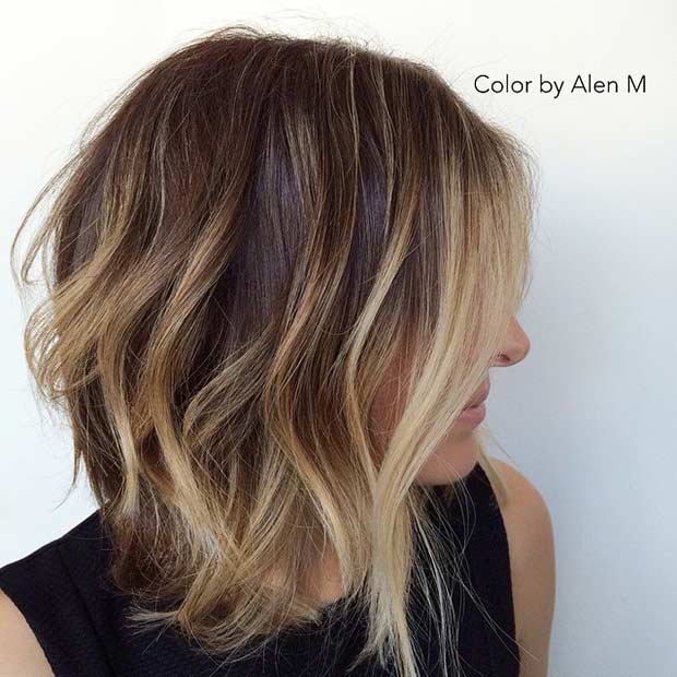 Layered Lob mit Honigblonde Balayage