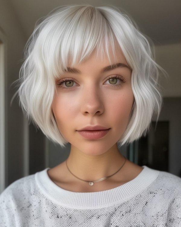 Eisiger schimmerte strukturierter Bob mit Fransen