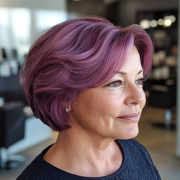 Lavender Dream Bob, Bob Haarschnitt für Frauen über 60, Bob Frisur für Frau über 60
