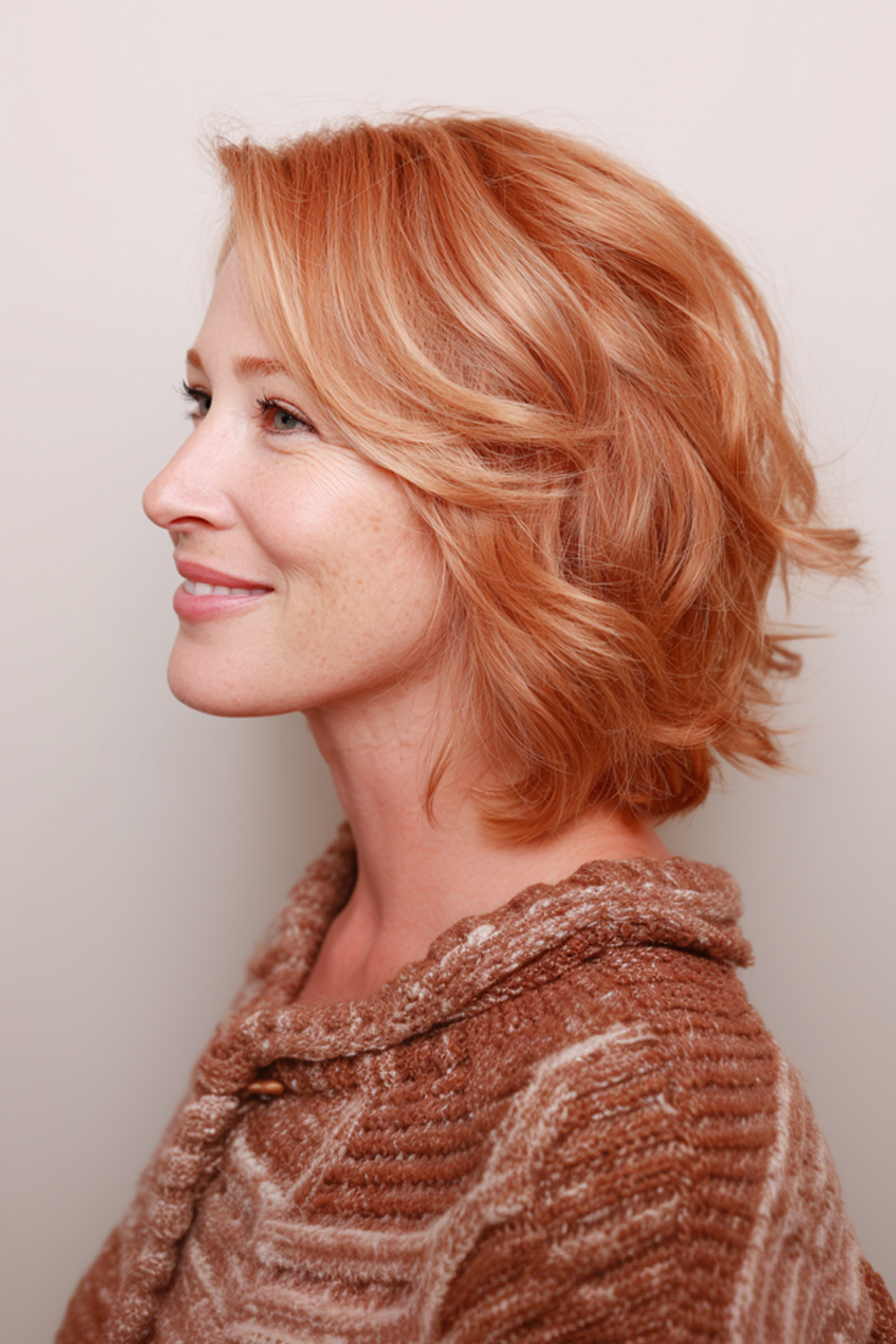 14. Schulterlänge Schichten in rosarioden Goldblondine (geschichtete Haarschnitte für Frauen über 40) - Geschichtete Haarschnitte für Frauen über 40