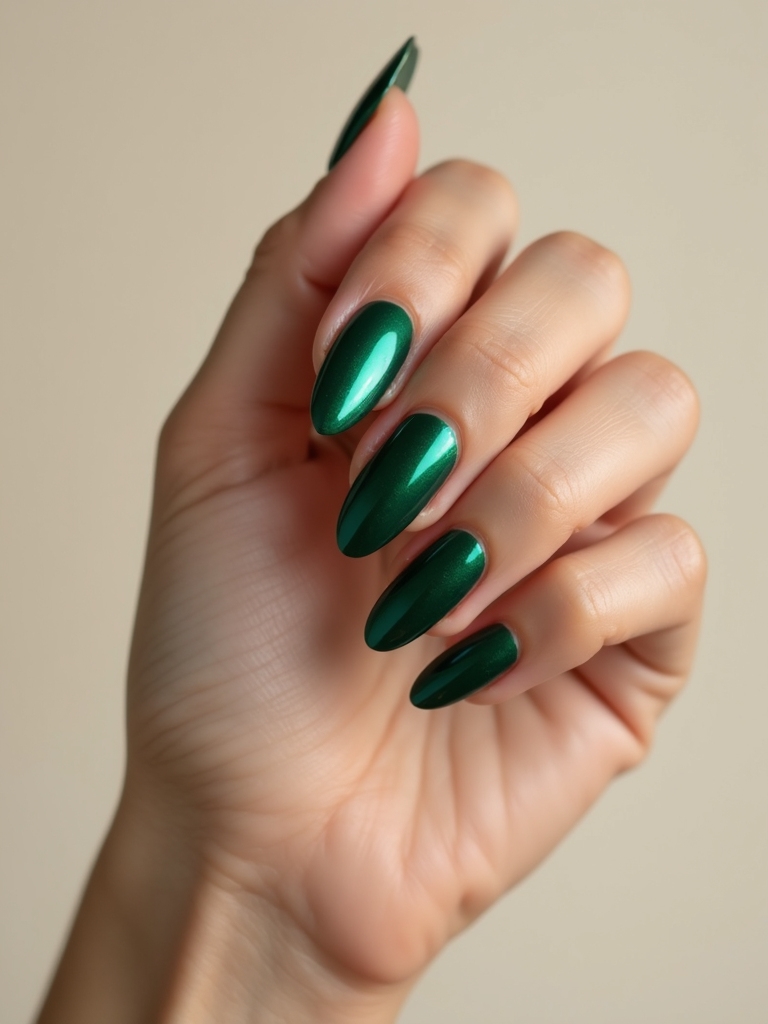 Spiegel wie smaragdgrüne Chromnägel