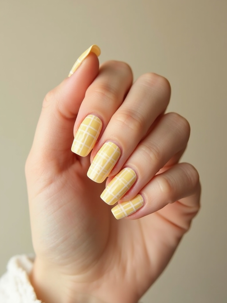 Sunny Gingham-Picknick-Nägel