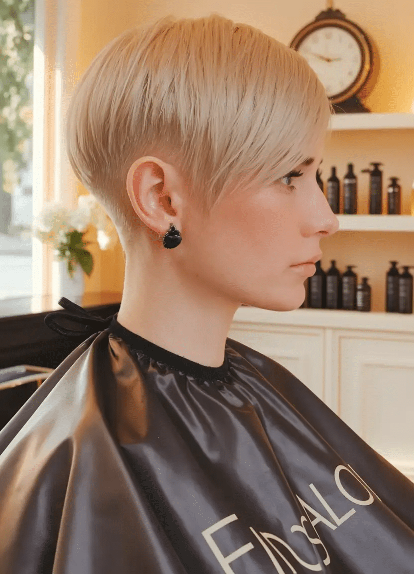 14. Ultra-Sleek Platinum Undercut Pixie