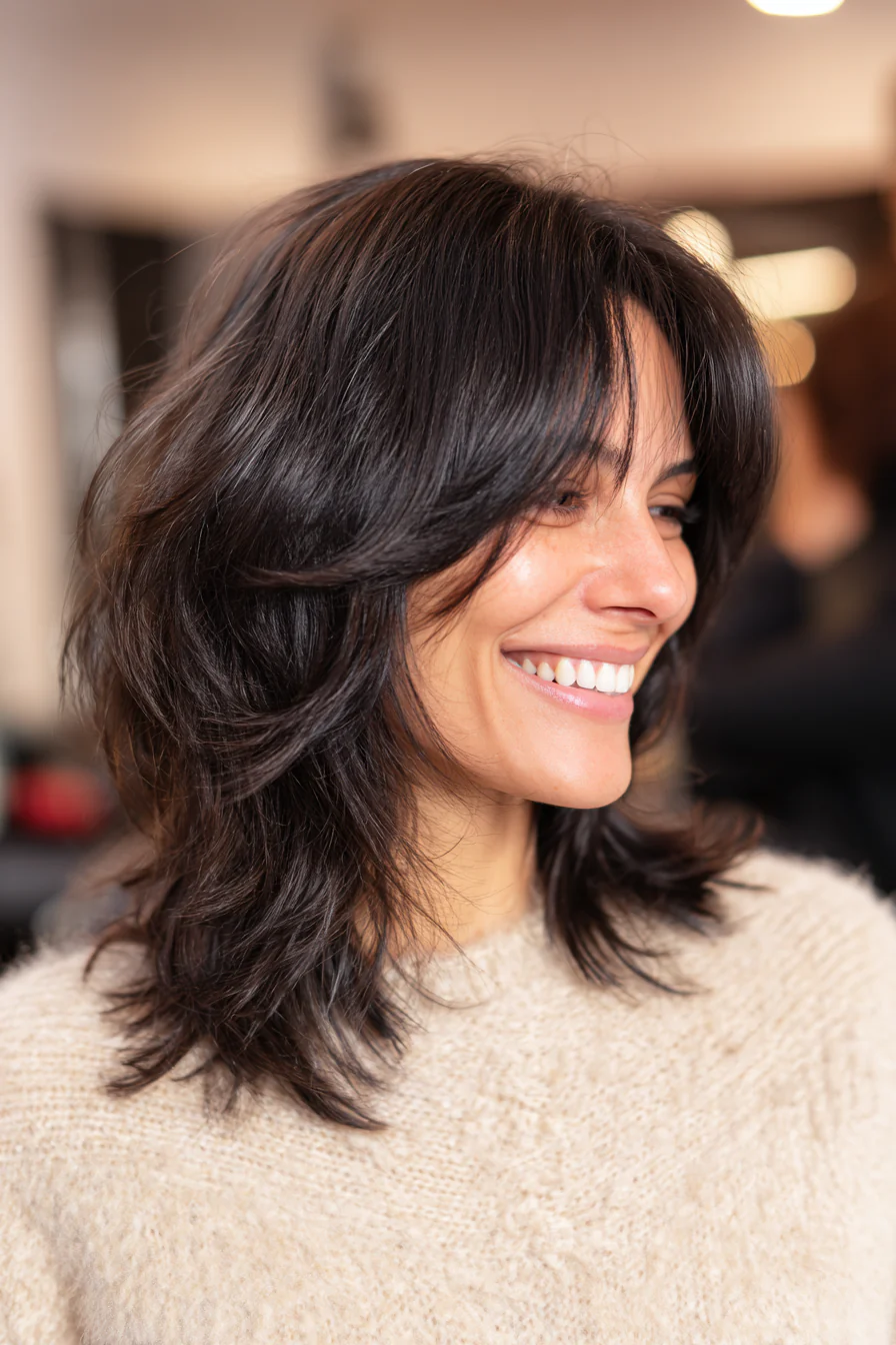 6. Klassischer Shag mit dunklem Espresso (70er-Jahre-Frisuren für Frauen) – 70er-Jahre-Frisuren für Frauen