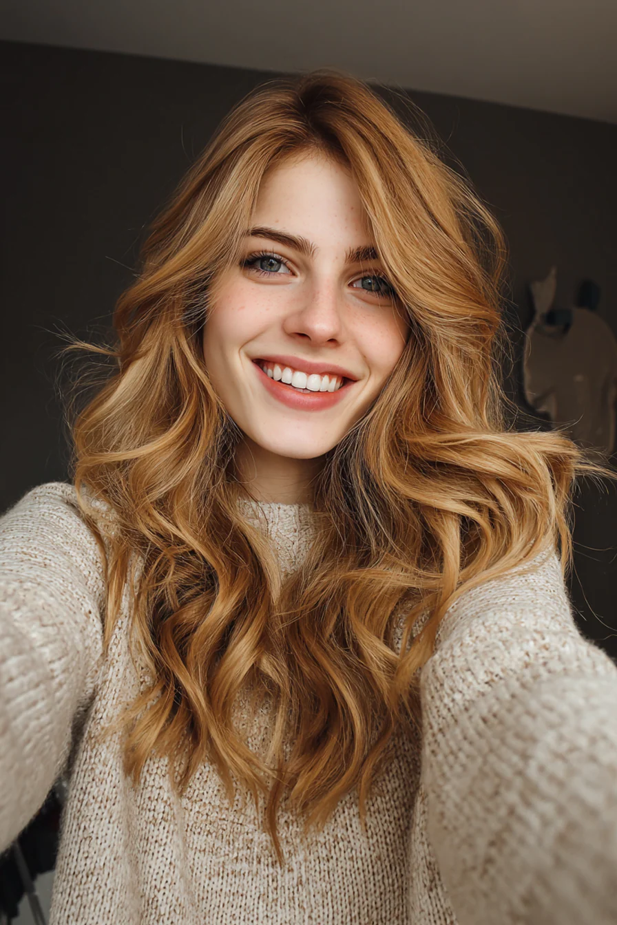 5. Lange geschichtete Wellen mit Goldblond (70er-Jahre-Frisuren für Frauen) – 70er-Jahre-Frisuren für Frauen